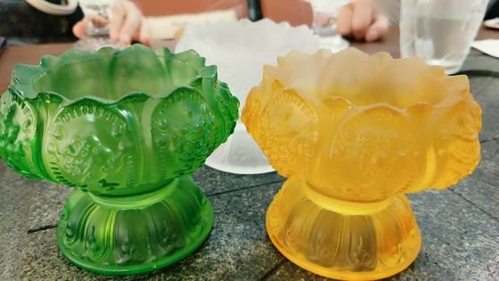 Dewaxing 3D Liuli نظارات كريستال ملونة مع إضاءة