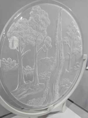 مكتب الفندق Clear Green Dewaxing Liuli Sand Carved Glass
